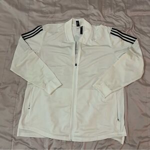 Adidas White Track Jacket with Black Stripes Athletic Full Zip Men's 2XL